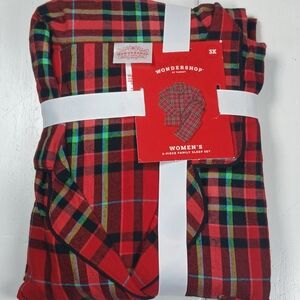 New Wondershop Women's 3X Family Sleep 2 Pc Flannel Red Green Black Tartan Plaid